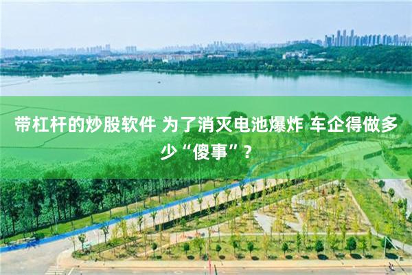 带杠杆的炒股软件 为了消灭电池爆炸 车企得做多少“傻事”？