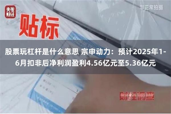 股票玩杠杆是什么意思 宗申动力：预计2025年1-6月扣非后净利润盈利4.56亿元至5.36亿元