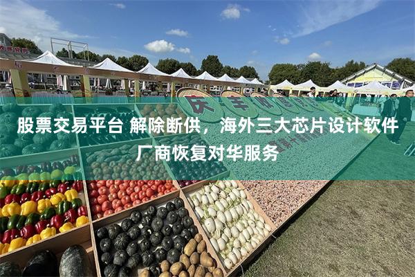 股票交易平台 解除断供，海外三大芯片设计软件厂商恢复对华服务