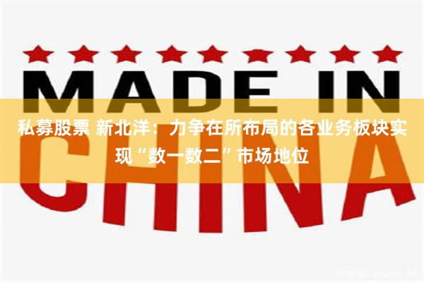 私募股票 新北洋：力争在所布局的各业务板块实现“数一数二”市场地位