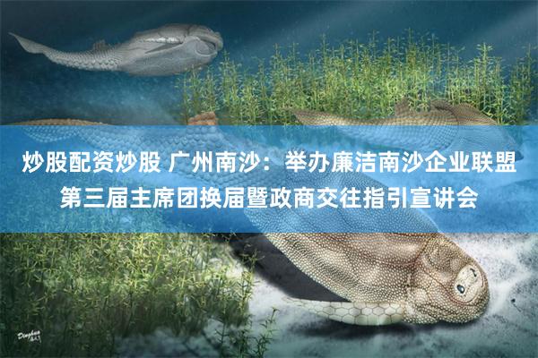炒股配资炒股 广州南沙：举办廉洁南沙企业联盟第三届主席团换届暨政商交往指引宣讲会