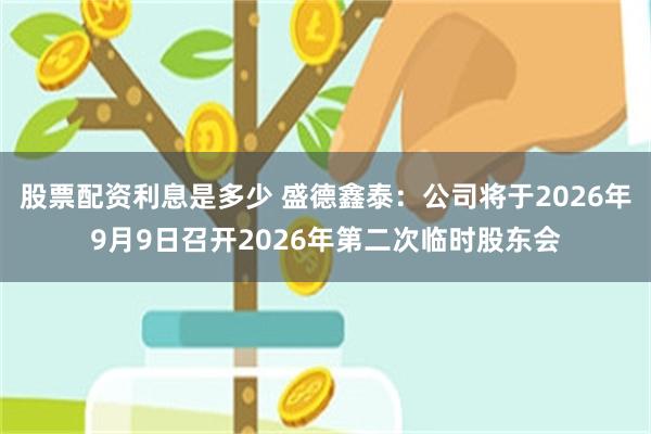 股票配资利息是多少 盛德鑫泰：公司将于2026年9月9日召开2026年第二次临时股东会