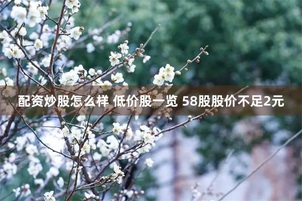 配资炒股怎么样 低价股一览 58股股价不足2元