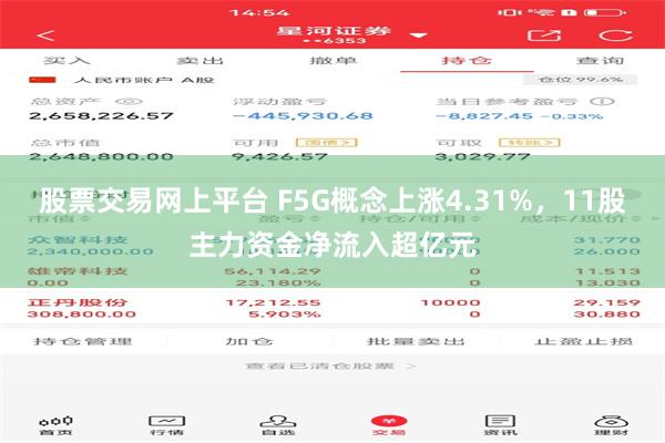 股票交易网上平台 F5G概念上涨4.31%，11股主力资金净流入超亿元