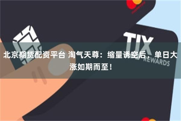 北京期货配资平台 淘气天尊：缩量诱空后，单日大涨如期而至！