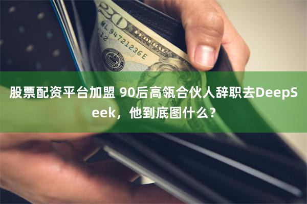 股票配资平台加盟 90后高瓴合伙人辞职去DeepSeek，他到底图什么？