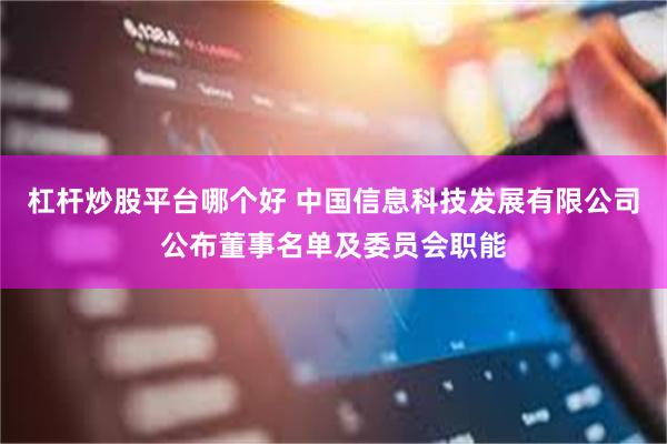 杠杆炒股平台哪个好 中国信息科技发展有限公司公布董事名单及委员会职能